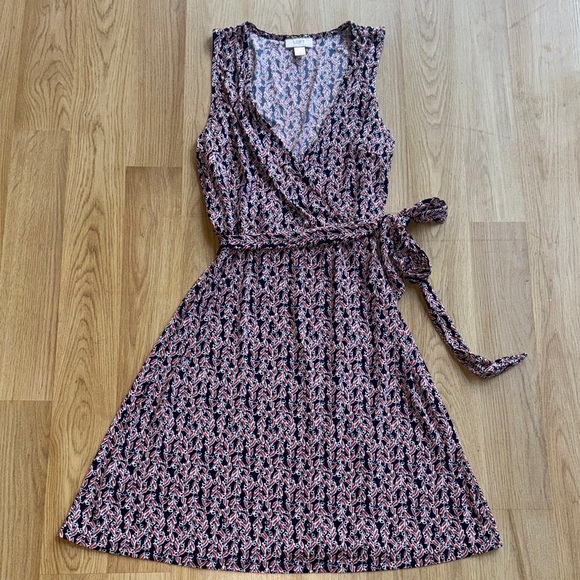 LOFT size small Pink and navy  Patterned tie Dress S 4/6 - Picture 10 of 13